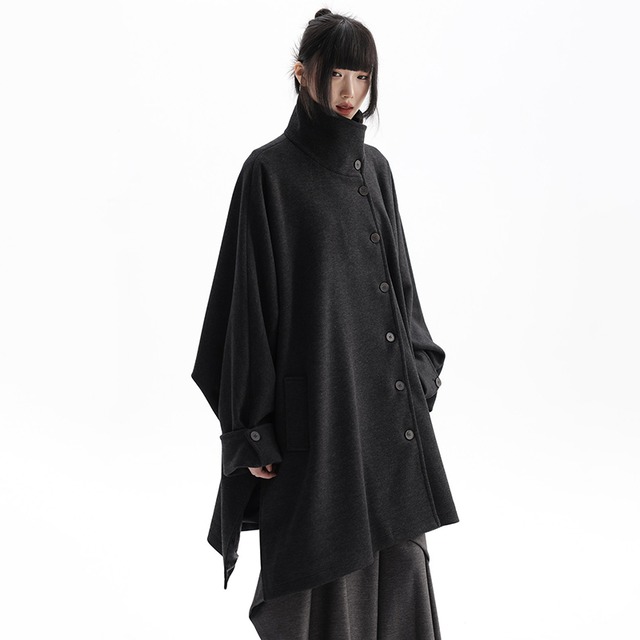 【APOZi collectionシリーズ】★チャイナ風コート★ アウター ゆったり ユニセックス メンズ 黒灰色