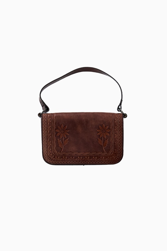 TSUMORI CHISATO BROWN EMBOSSED LEATHER HAND BAG