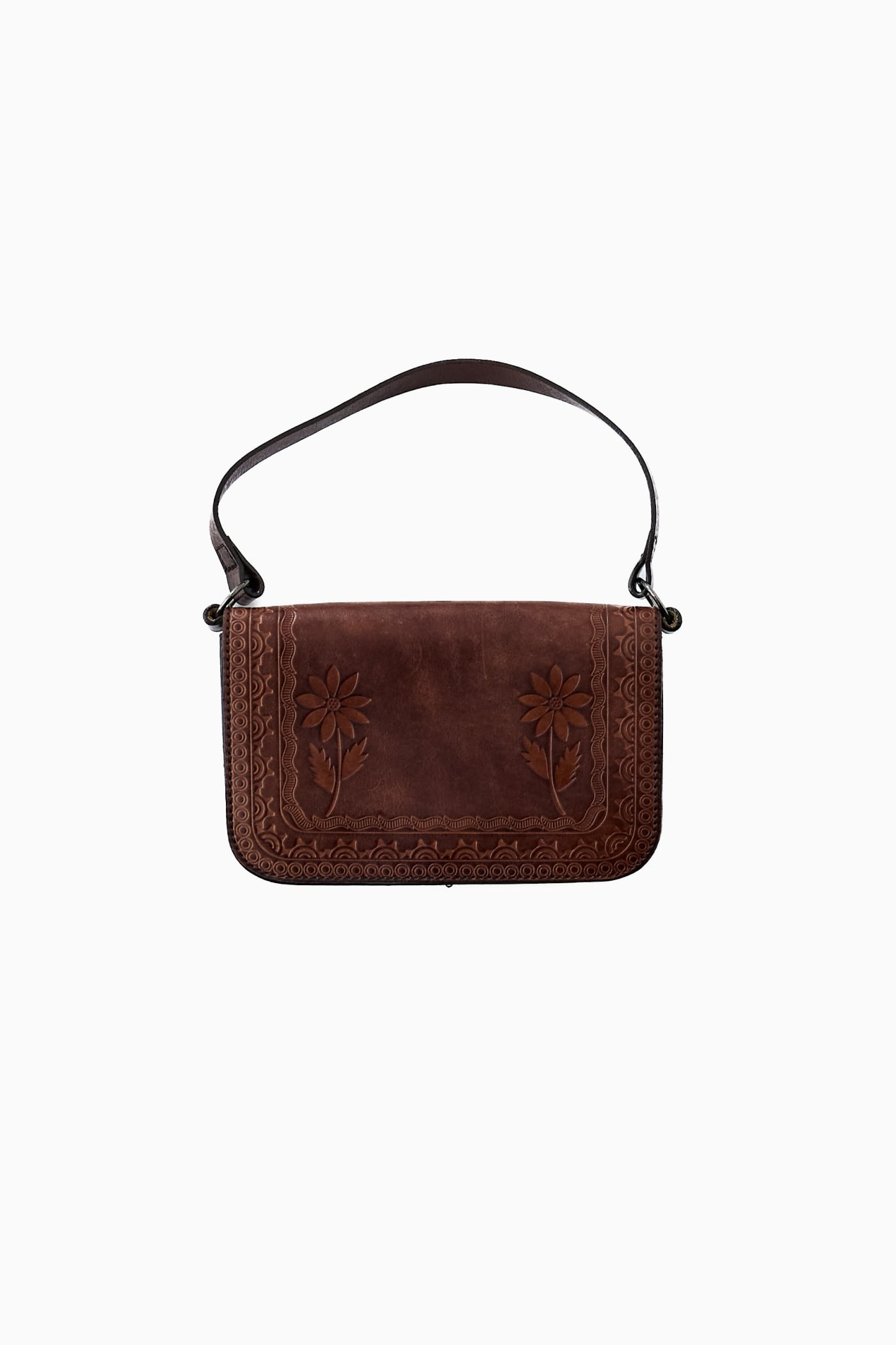 TSUMORI CHISATO BROWN EMBOSSED LEATHER HAND BAG