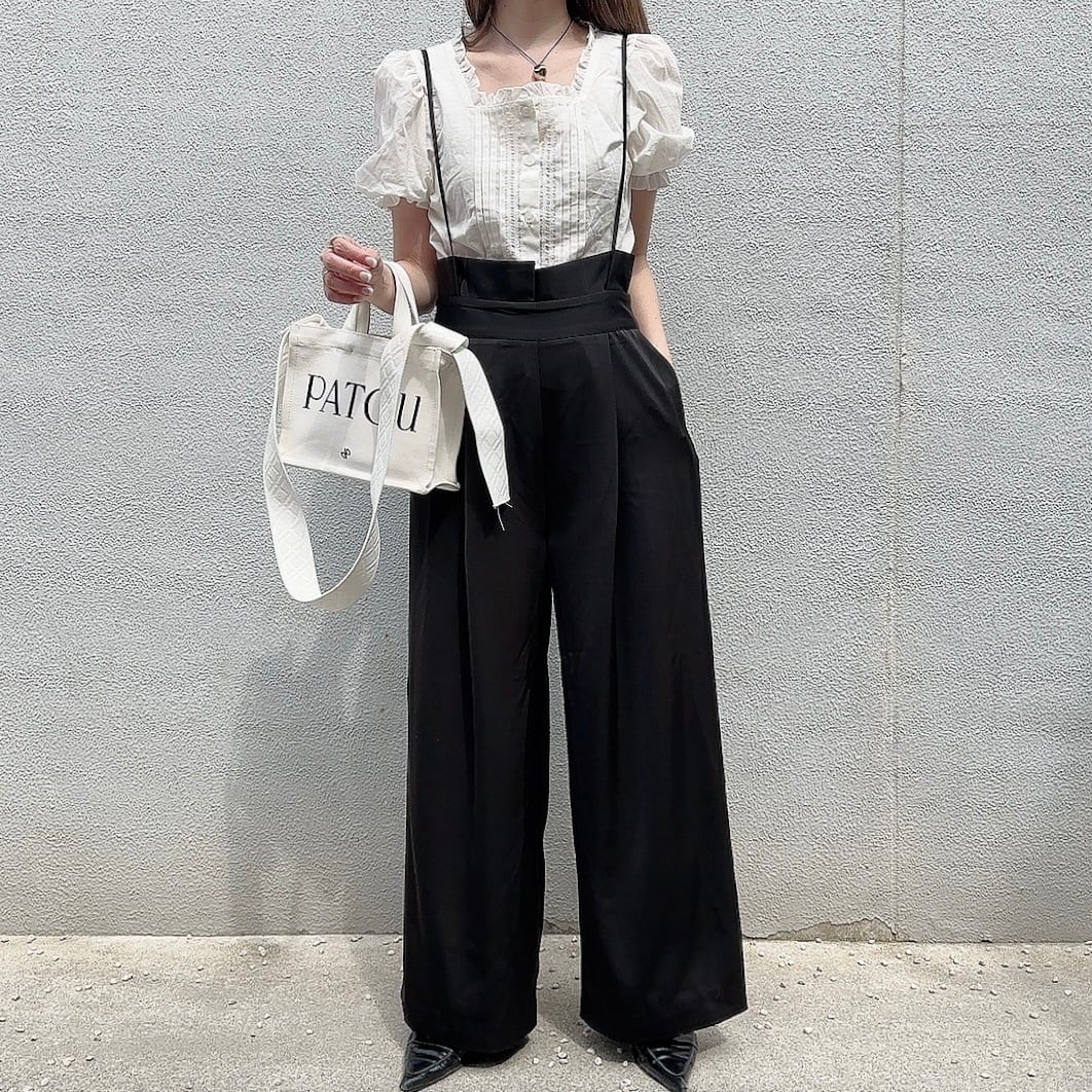 Satin salopette / black (6月中旬頃発送予定) | moripon.