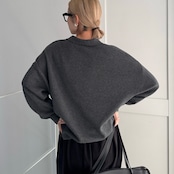 ロゴ刺繍ルーズシルエットポロknit/チャコール