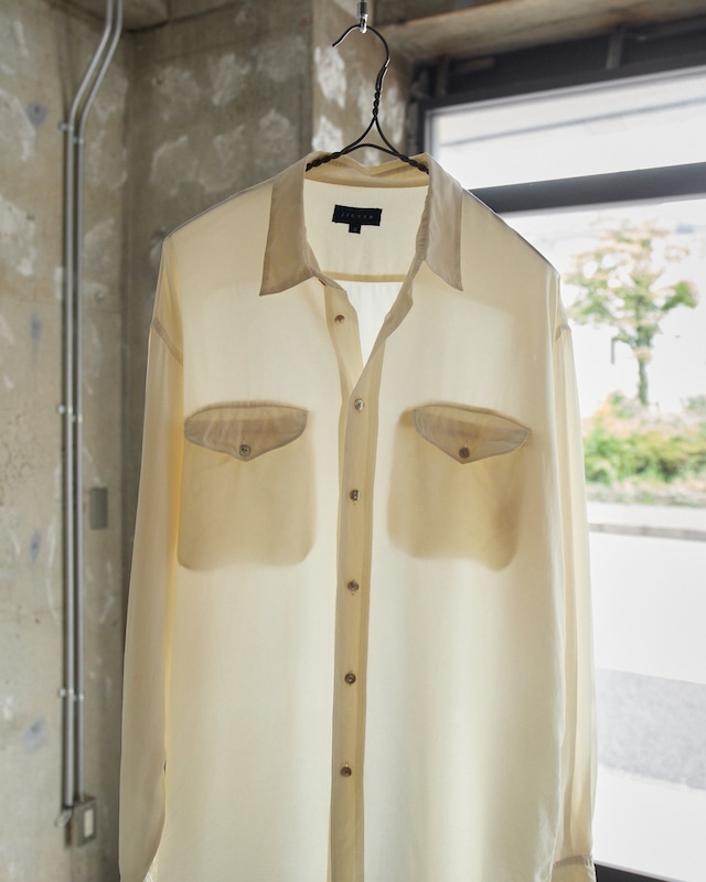 sheer silk shirt / flap pockets / From EUROPE