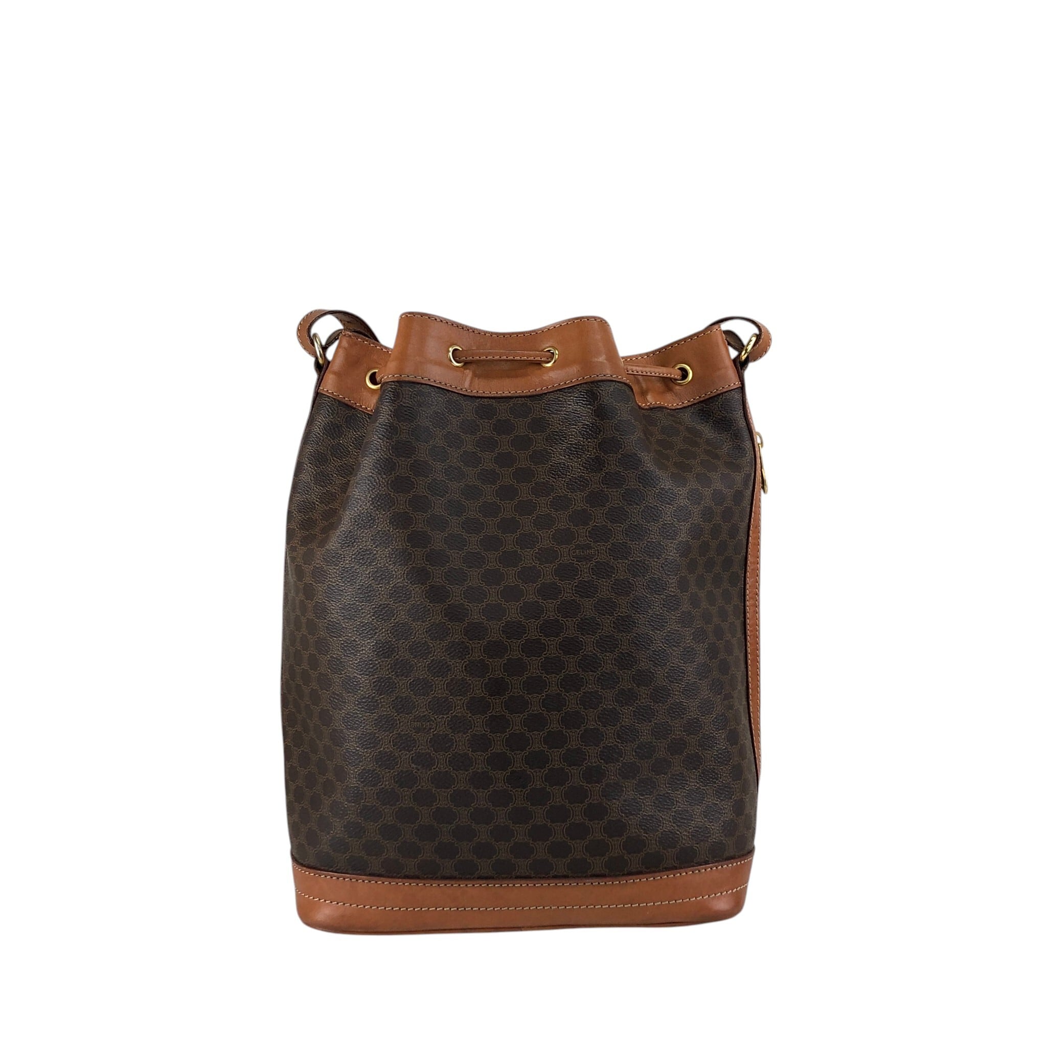 CELINE セリーヌ マカダム ショルダーバッグ ブラウン ブラゾン型押し