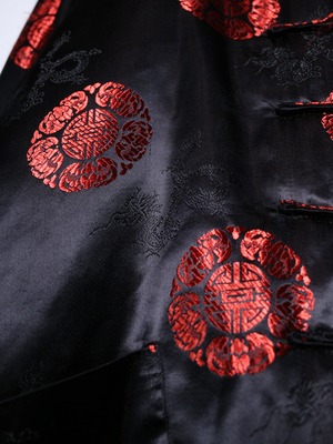 XXXL over silhouette 紋様 satin china shirt jacket