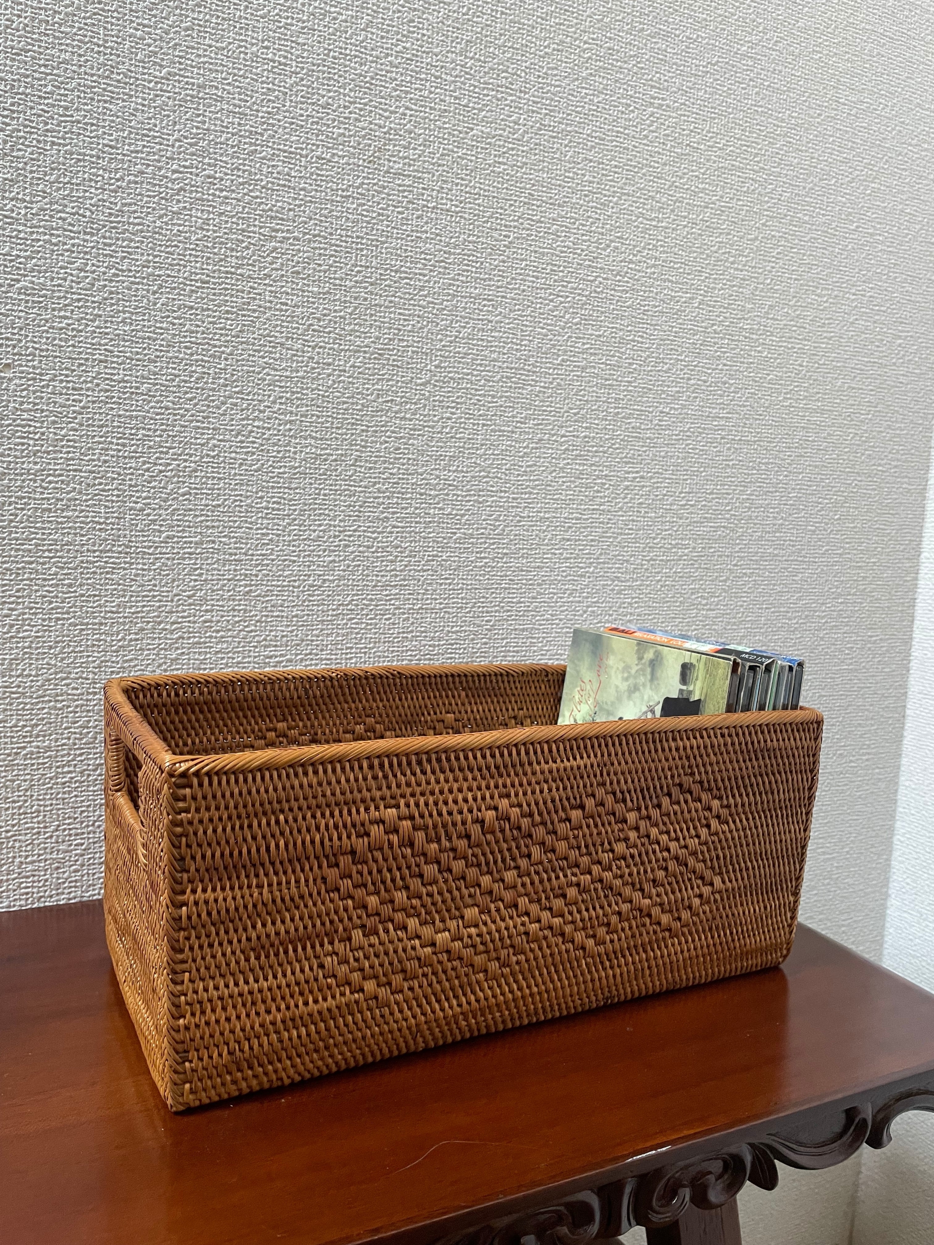 アタ ロング 収納カゴ CDや小物、キッチン用品にも幅広く使える☆模様