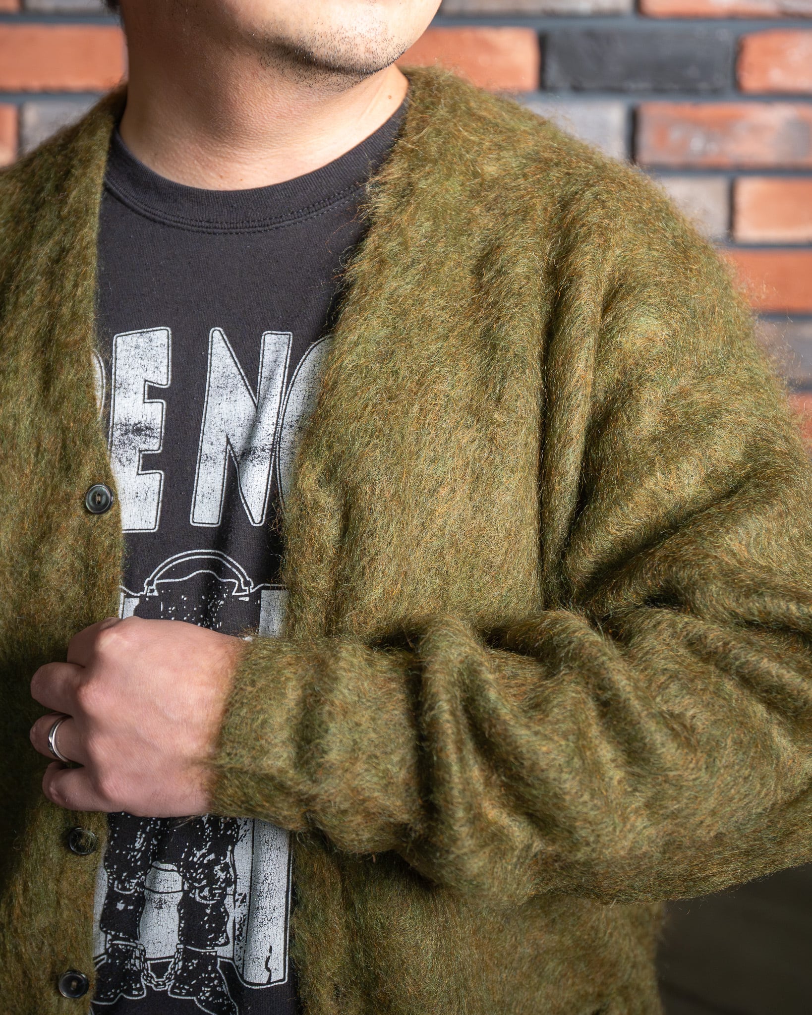 A.R.P モヘアカーディガン オリーブ size:free A.R.P® Authentic