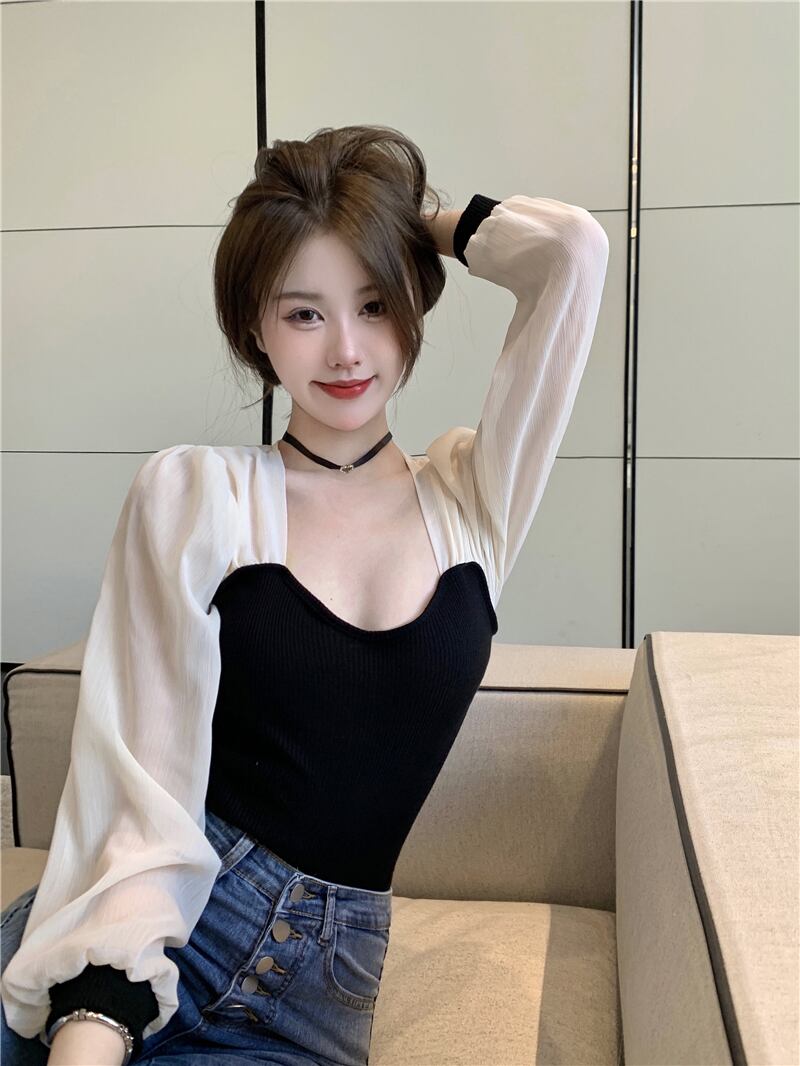 ニットセーター ショートスタイルシャツ トップス オータム ロング 秋物 ブラックストロベリース64990844959