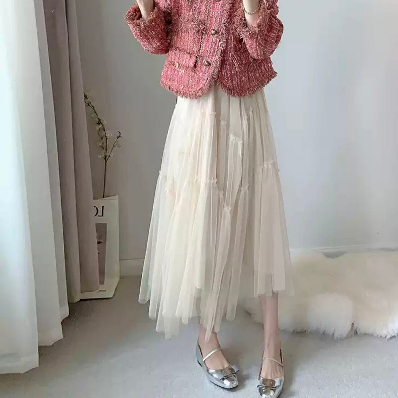 メッシュ フレア チュール スカート