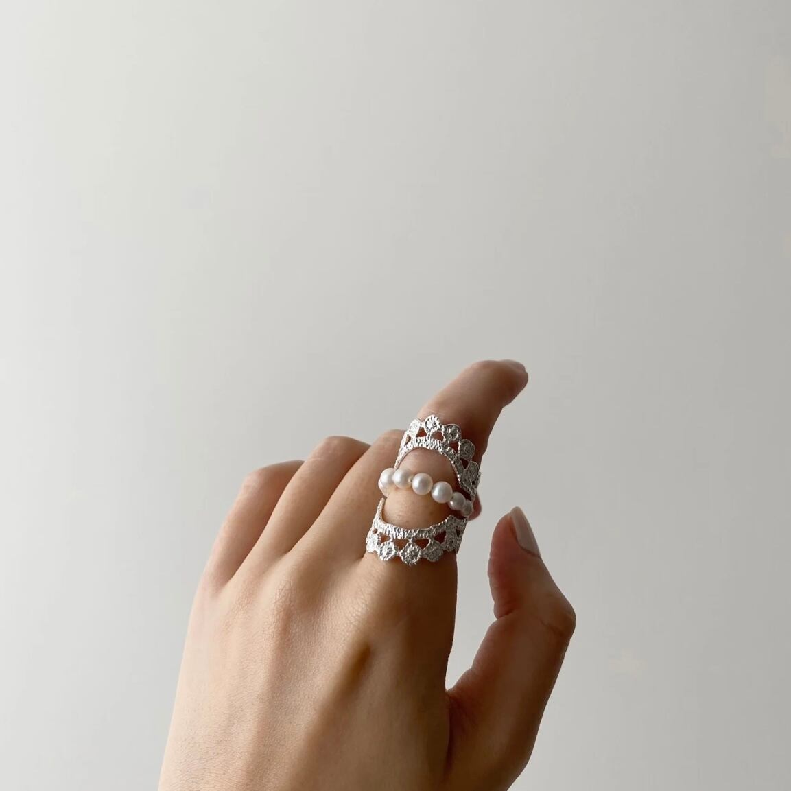 シンプルな装い ファッション lace dot ring 003 FLAVOUR シルバー