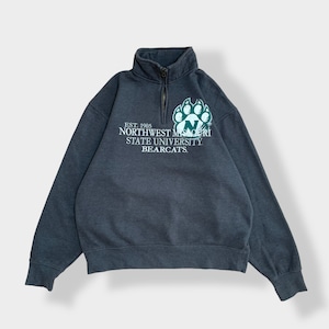 【JANSPORT】カレッジロゴ メキシコ製 ノースウェストミズーリ州立大学 NORTHWEST MISSOURI STATE UNIVERSITY バスケットボール 刺繍ロゴ プリント ハーフジップ スウェット プルオーバー L ジャンスポ  US古着