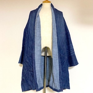 Hemp Mixed Denim Gown-ish Shirtcoat　Indigo Dark 