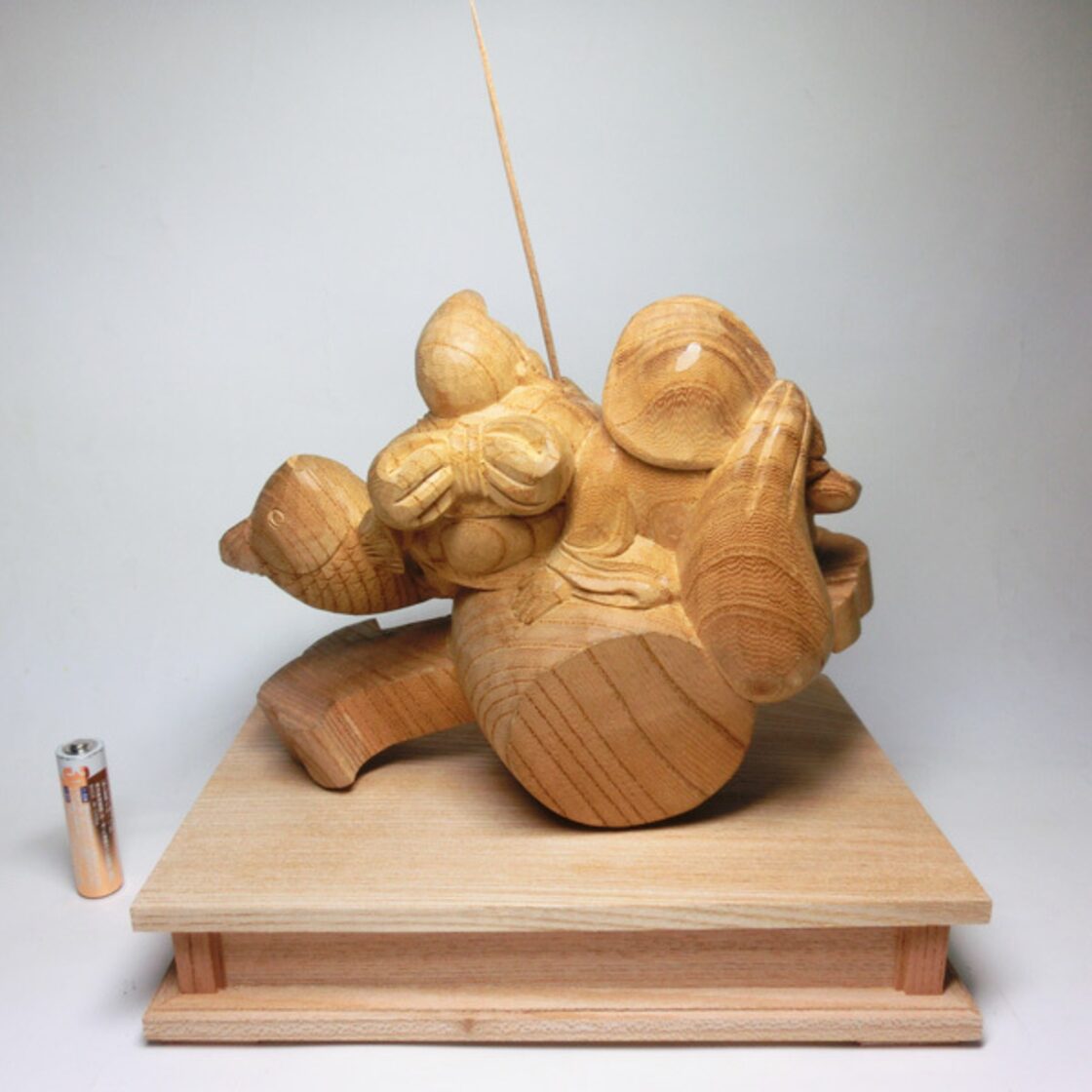 現品限り＆送料無料♪】天然欅木彫り 笑福 恵比寿 大黒天像 小槌乗り 
