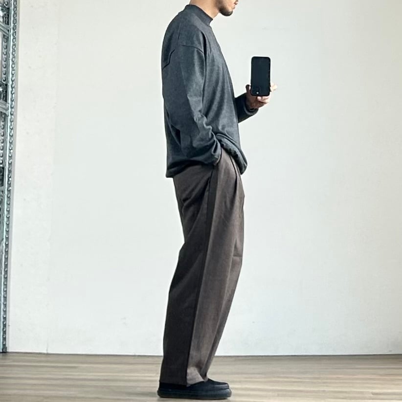 パンツ STILL BY HAND Wool Saxony Easy Slacks 46 25AW》【STILL BY HAND】WOOL SAXONY WIDE EASY SLACKS スティルバイ