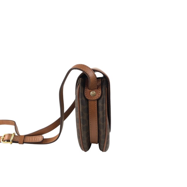 CELINE セリーヌ マカダム ショルダーバッグ ブラウン ブラゾン型押し PVC vintage ヴィンテージ オールド u8j887