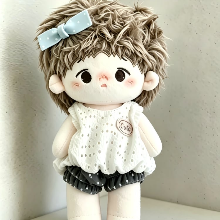 20cmぬいぐるみ用 リゾート ドット柄 トップス+パンツ 着せ替え ぬい服