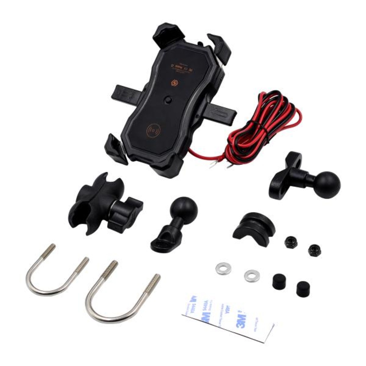 Formosa Japan IP65防水 スマホホルダー 充電 USBポート付き 無線Qi対応 二輪 バイク 原付 ハンドル ミラー 両方取付可能 5