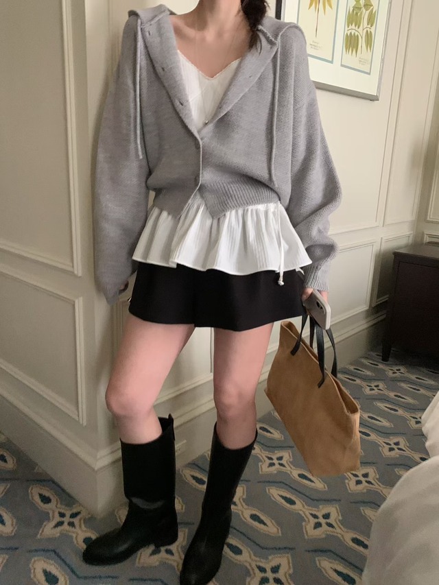 (予約) mellounge  / Judy hood cardigan 3color