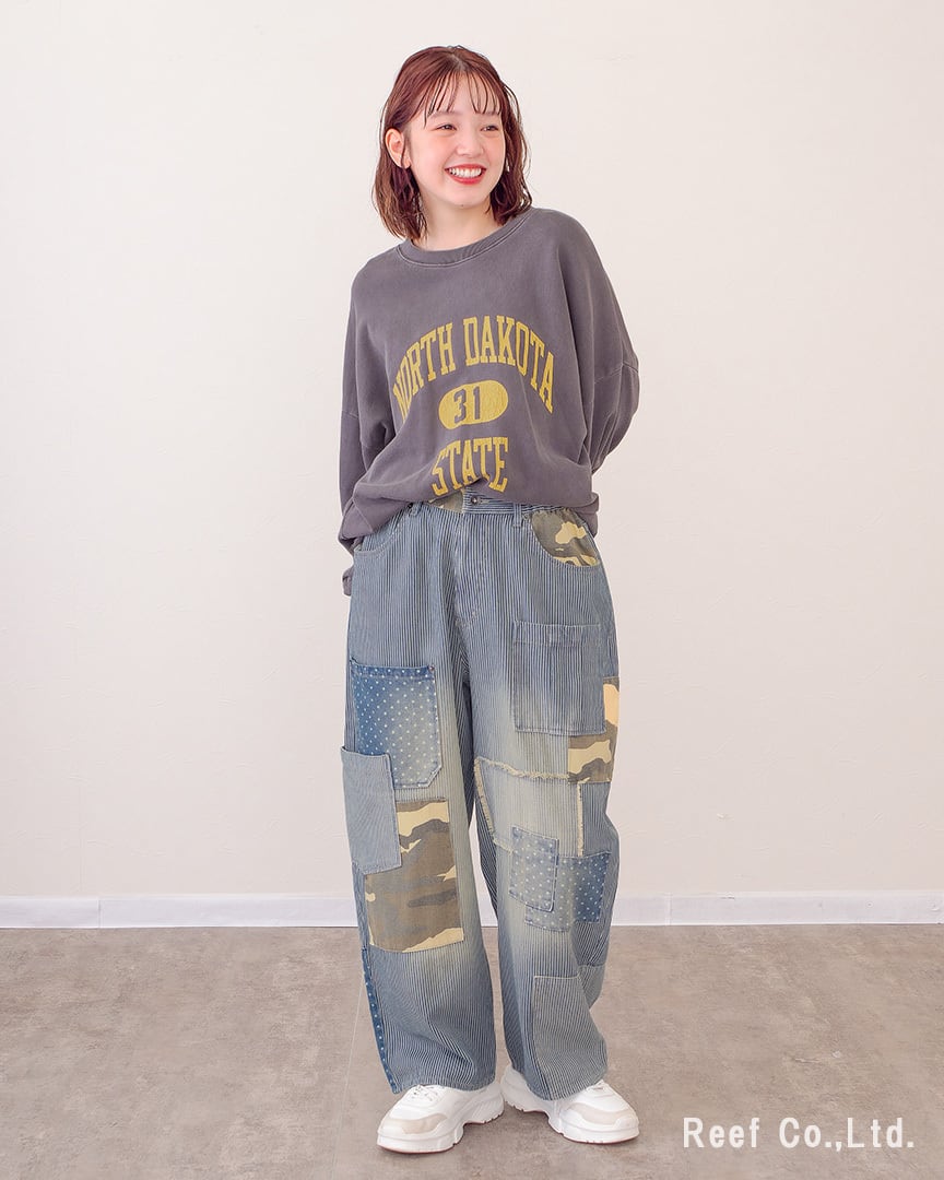 再入荷✨【デニム×迷彩柄 パッチワークパンツ】 ST-225946 Brand