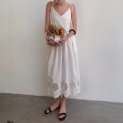 Dentelle Hem Cotton Dress F0619