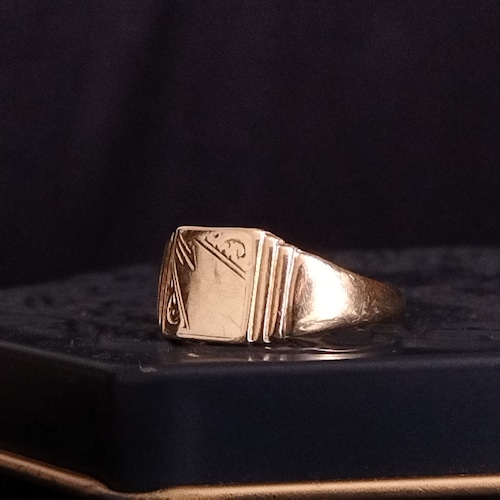 Vintage 9ct Gold Signet Ring 1960年UK