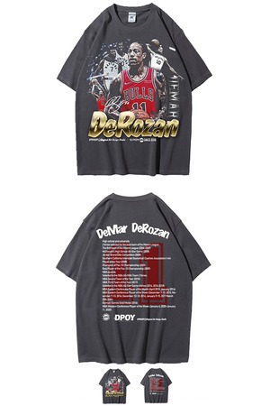 【トップス】DeRozan ヘビーウェイトコットン製メンズ半袖Tシャツ 2204051224J