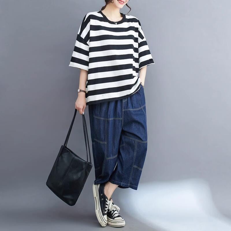 半袖ボーダーボックスTシャツ10554 | さらり＊ふわり