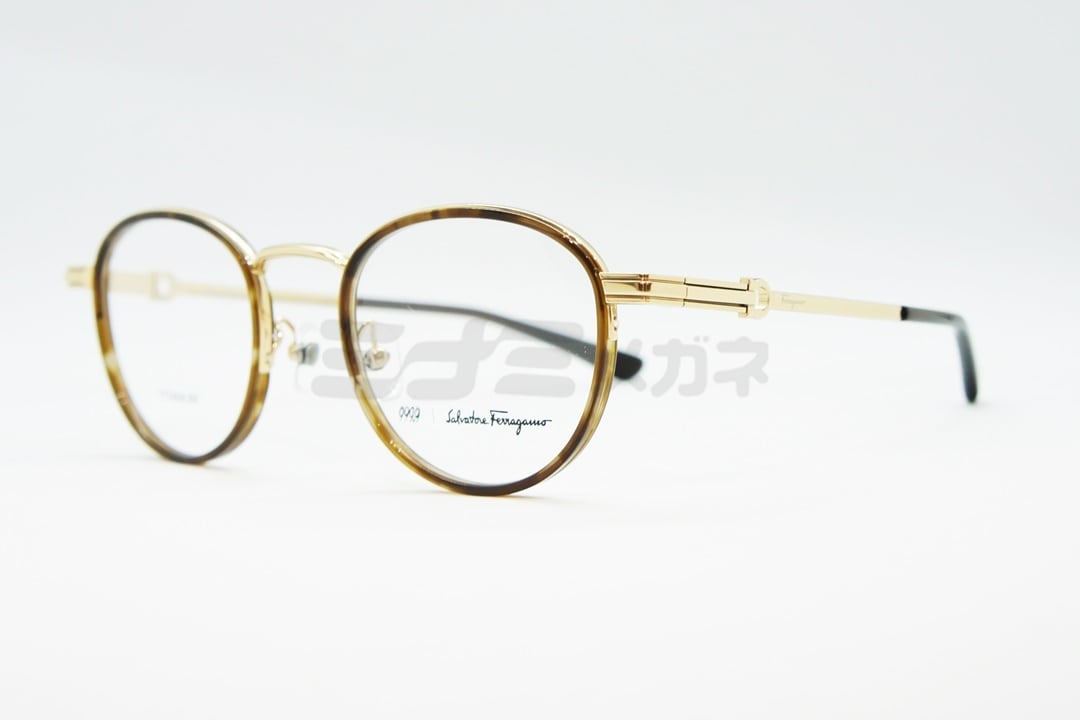 999.9×Ferragamo メガネ SF9009 271 コラボモデル アジアンフィット ボストン セル巻 丸メガネ 眼鏡 オシャレ ブランド  フォーナインズ フェラガモ 正規品