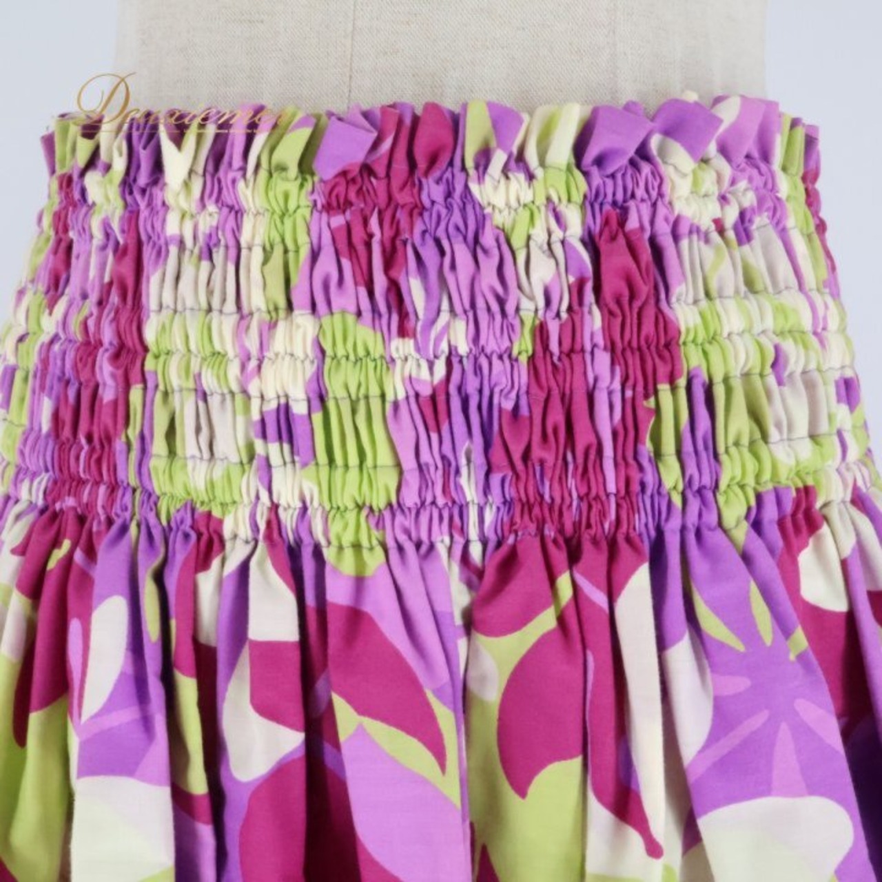 フラダンス 衣装 パウスカート パンドール ピンク系 パープル系 PAONDOR 日本製 ティアレ柄 シングル シンプル かわいい 華やか 鮮やか 明るい カラフル ダンス衣装 レディース ハワイアン アロハ ハワイアンプリント フラ ダンス レッスン 練習