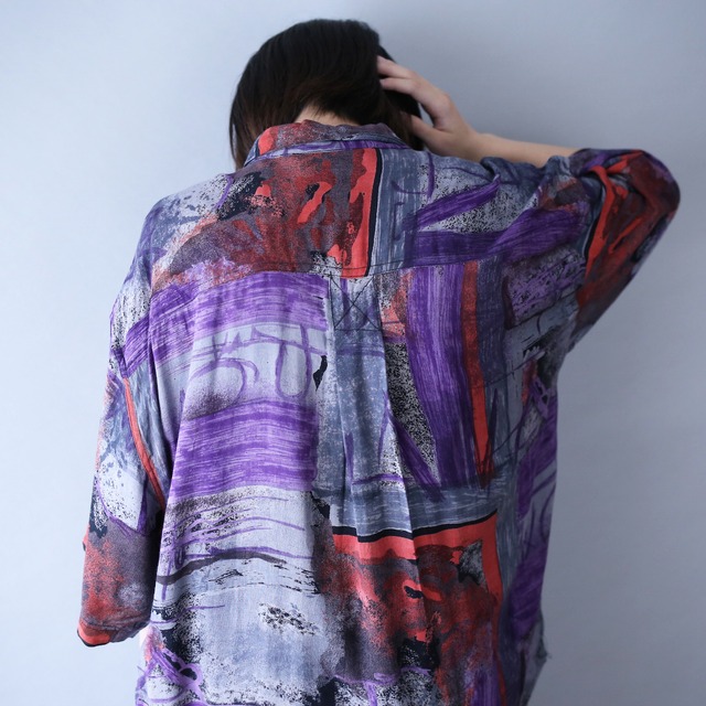 "GOOUCH" poison coloring art pattern loose silhouette rayon shirt
