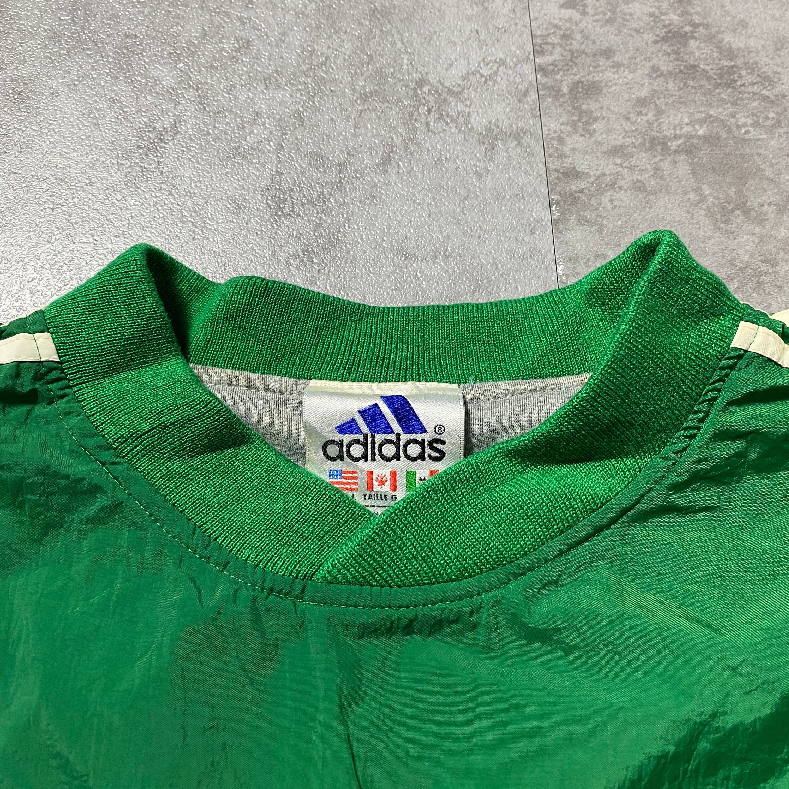 90's adidas アディダス 刺繍パフォーマンスロゴ グリーン ナイロン