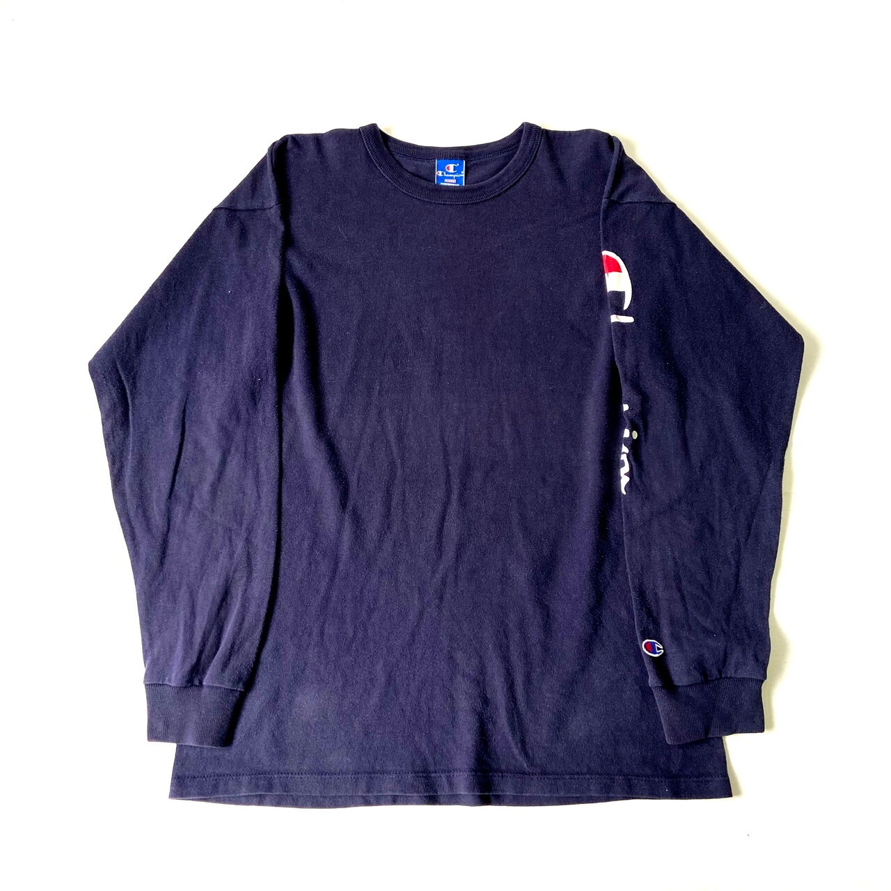 90年代 USA製 青タグ Champion チャンピオン 袖 ロゴプリント 長袖T 