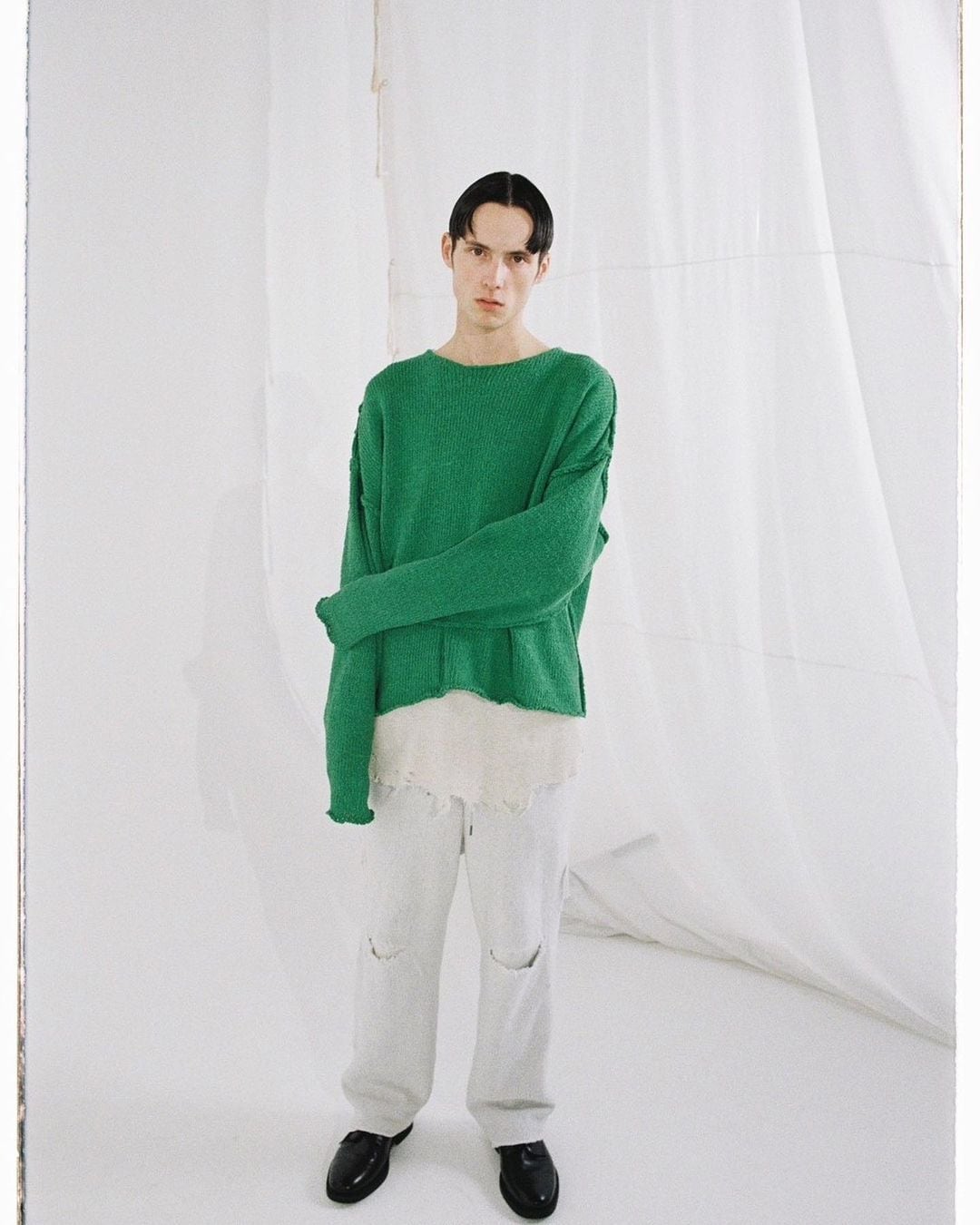 ANCELLM CRASH SWEAT LAYERED PANTS (WHITE) ANC-PT34-A | IAAAM