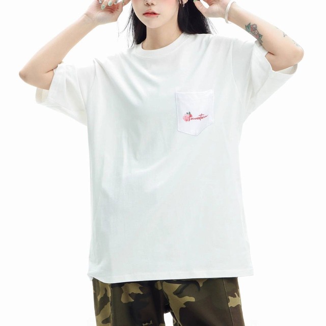 フラワーモチーフツイストスネークグラフィックTシャツ 3col   R01963