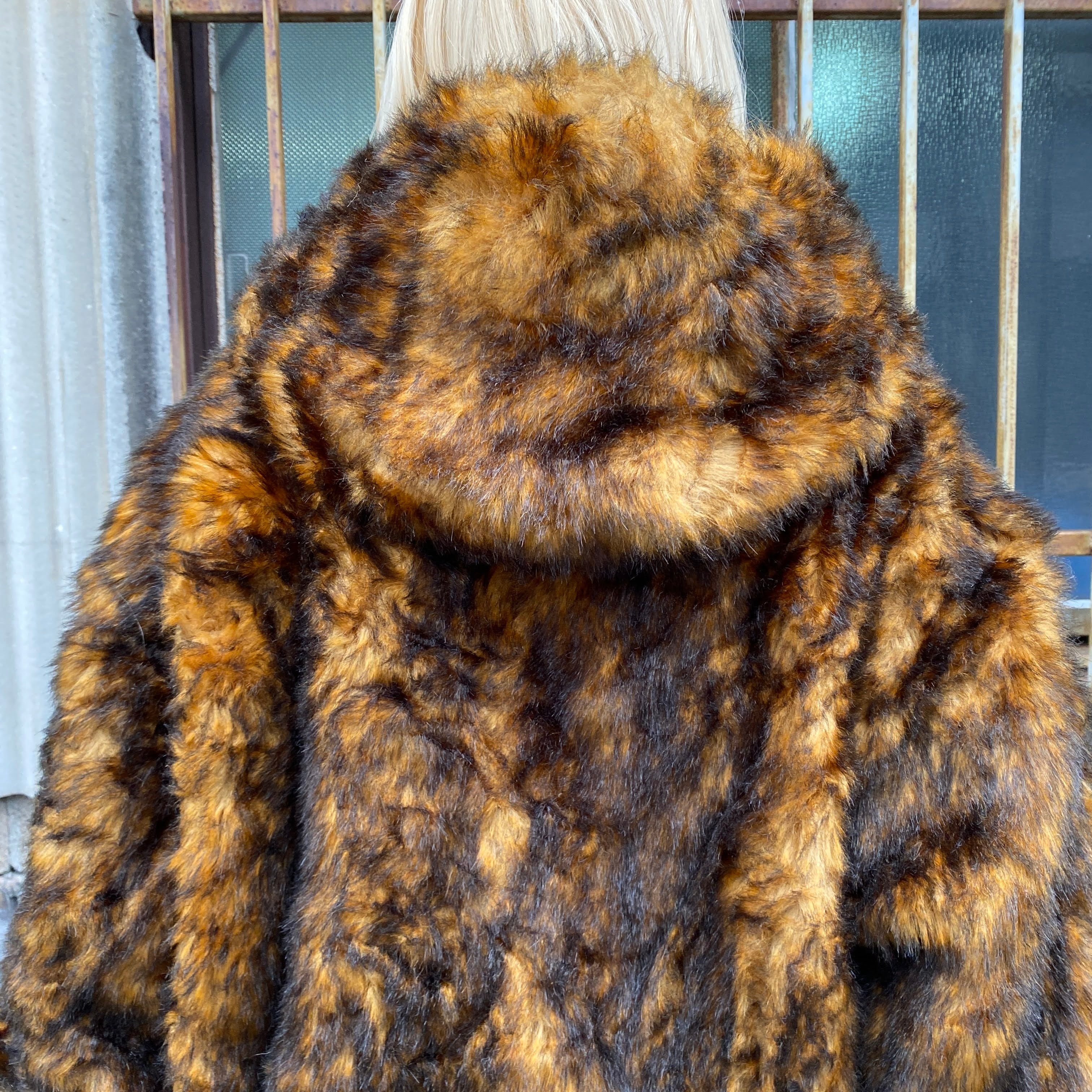 Ablanche フェイクファーパーカー メンズXL 古着 ブラウン 茶色 