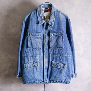 old EURO multi pocket pattern denim coverall 【c】