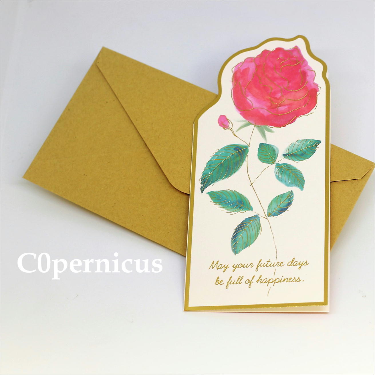 封筒付薔薇のメッセージカード(バラ）グリーティングカード C0pernicus
