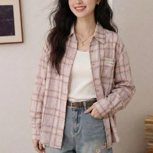 ワンポケットチェックシャツ ・75175