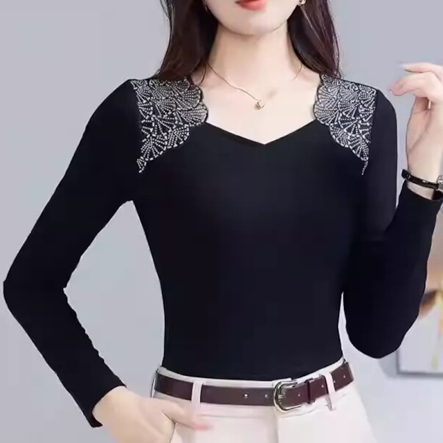 ショルダーレース スクエアネック ロングスリーブ カットソー ds1081