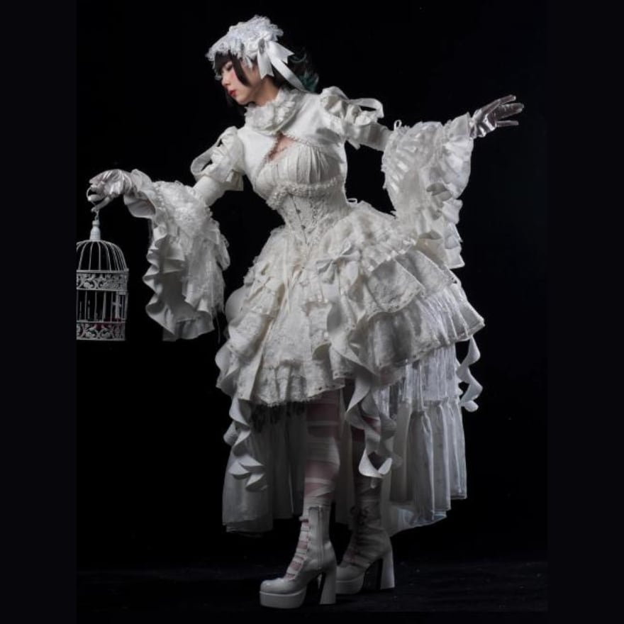 ゴスロリ セットアップ ジャンパースカート トップス ガードル 豪華 大人ゴシック 闇かわいい ロマンティック ロリータファッション lolita|天使と悪魔