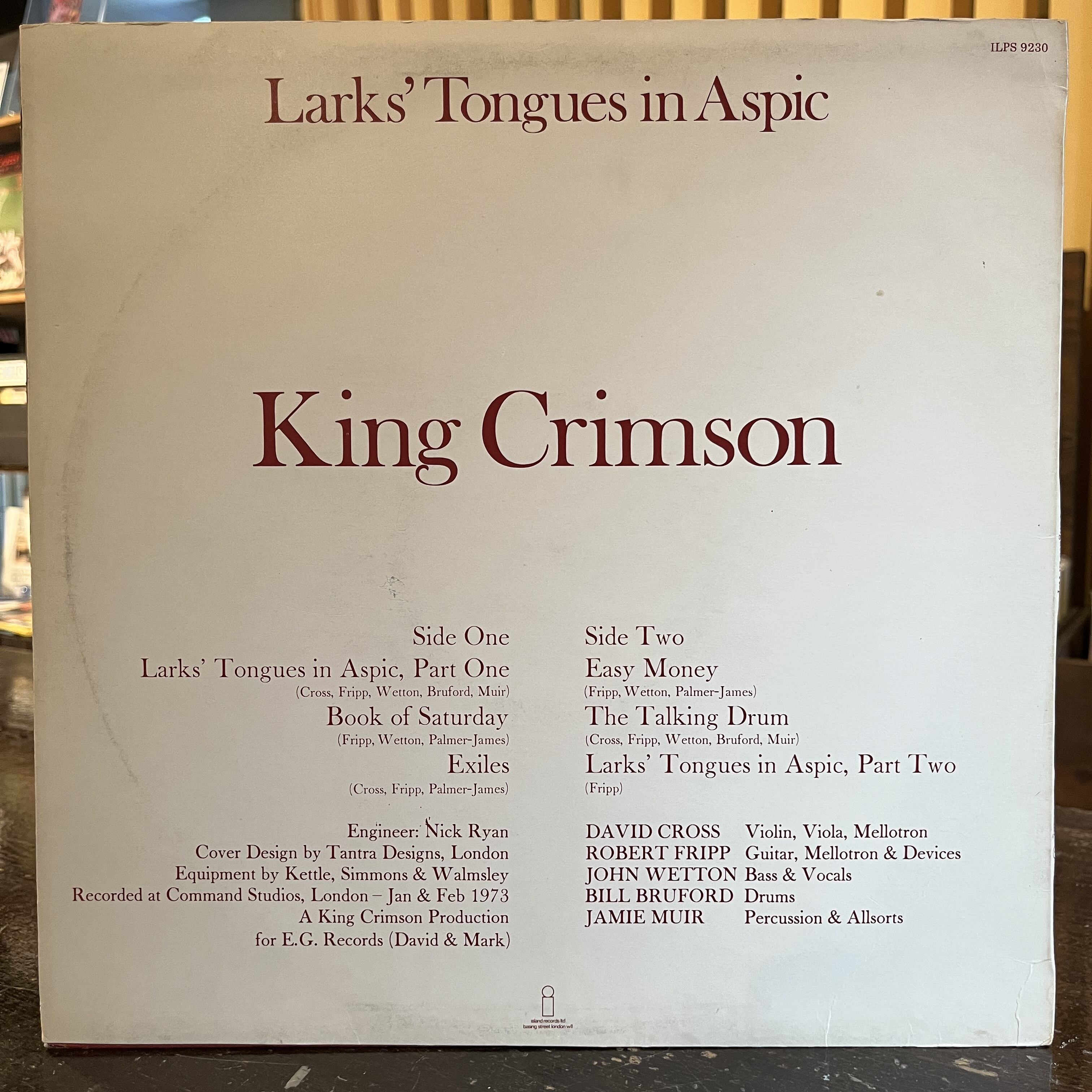 LP】KING CRIMSON/Larks' Tongue In Aspic | SORC 中古アナログ