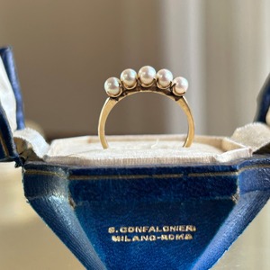 ヴィンテージ MIKIMTO 14金ベビーパール一文字繊細リング