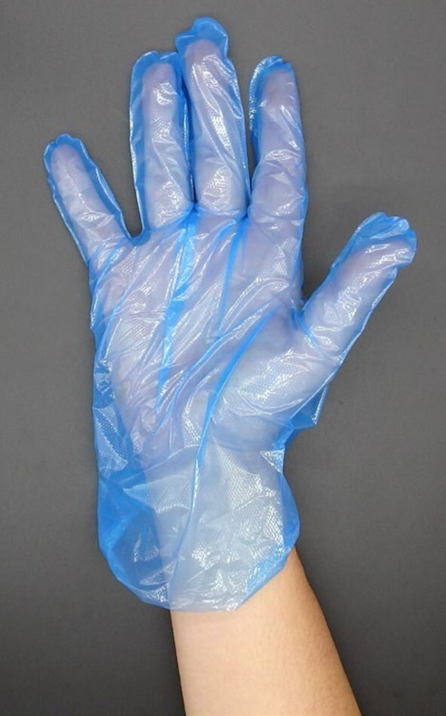使い捨て型押しポリ手袋（ブルー）