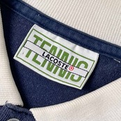 90s LACOSTE TENNIS ラコステテニス 切替 デザイン 天竺 半袖 ポロシャツ 40/ネイビー レディース