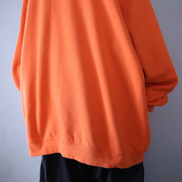 "Carhartt" sleeve logo printed XXXL over silhouette orange sweat parka