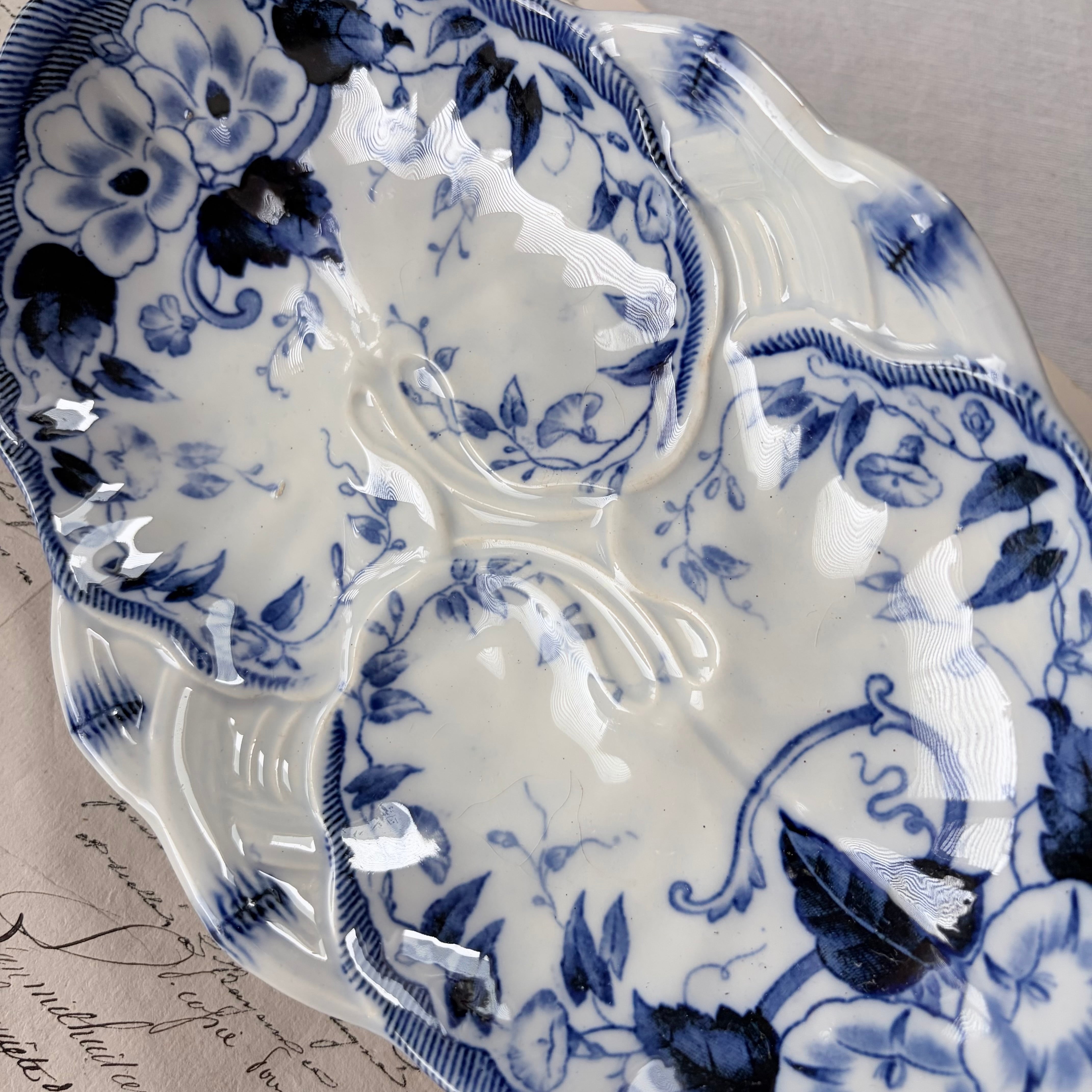 クレイユモントローラヴィエ FLORAシリーズ　フランス　アンティーク Creil et Montereau （クレイユエモントロー）Flora ラヴィエ プレート