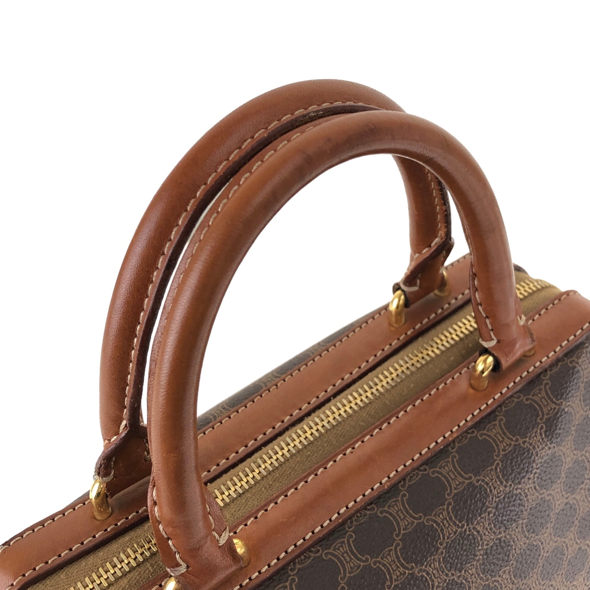 CELINE セリーヌ マカダム ショルダーバッグ ブラウン PVCレザー ミニ