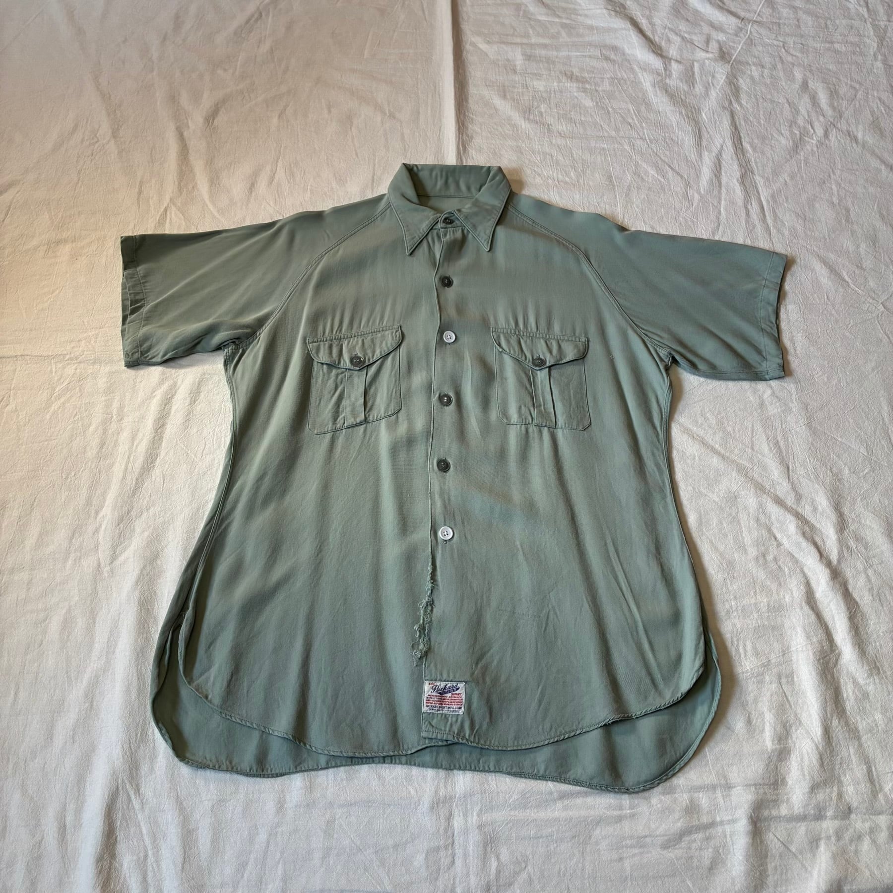 60s ARROW L/S Shadow Check Rayon Shirt / vintage ビンテージ 開襟