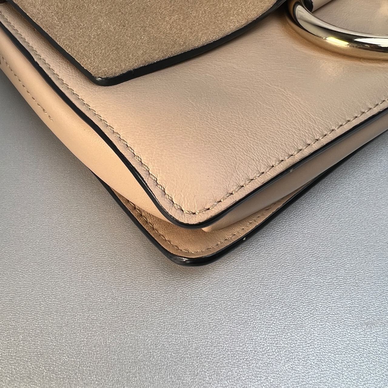 【最終処分SALE】クロエ chloe レザー×スウェード ショルダーバッグ ベージュ A-9059