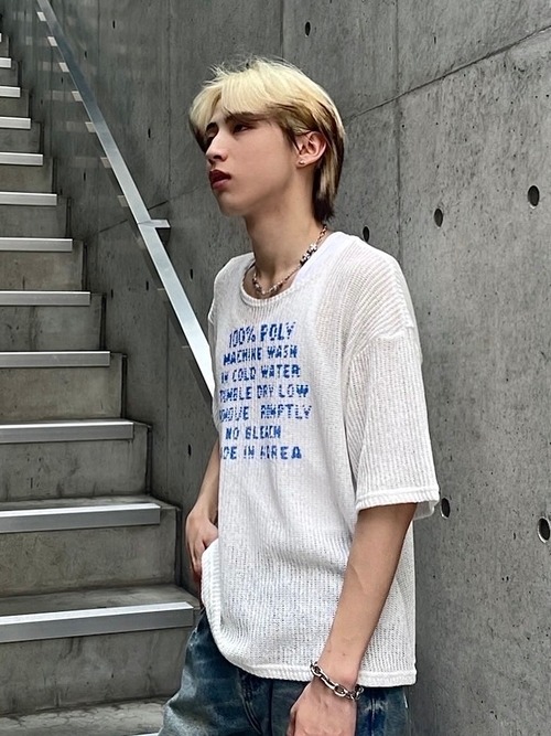 【ALUDE SELECT】logo print sheer knit(3color)