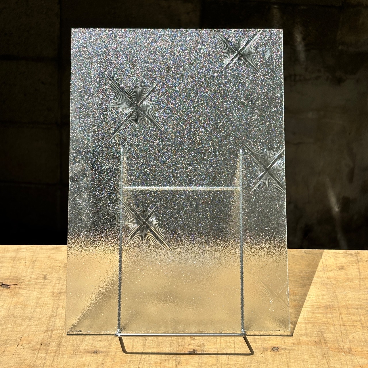 【夜空】昭和の型板ガラス(4mm)【A4サイズ程度】※5枚以上購入必要